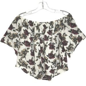Rebel Sugar Crop Top Womens White Floral Off Shoulder Boho Festival Romantic L